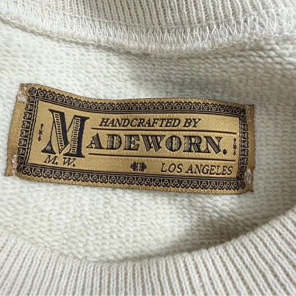 MadeWorn Led Zeppelin Faded Crew Ivory Sweatshirt Size Small